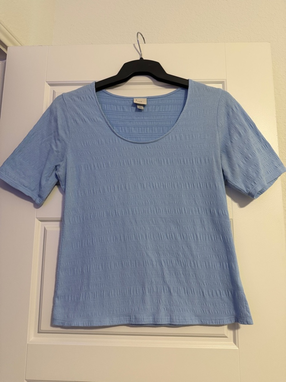 a new day Light Blue Textured Scoop Neck Short Sleeve Top